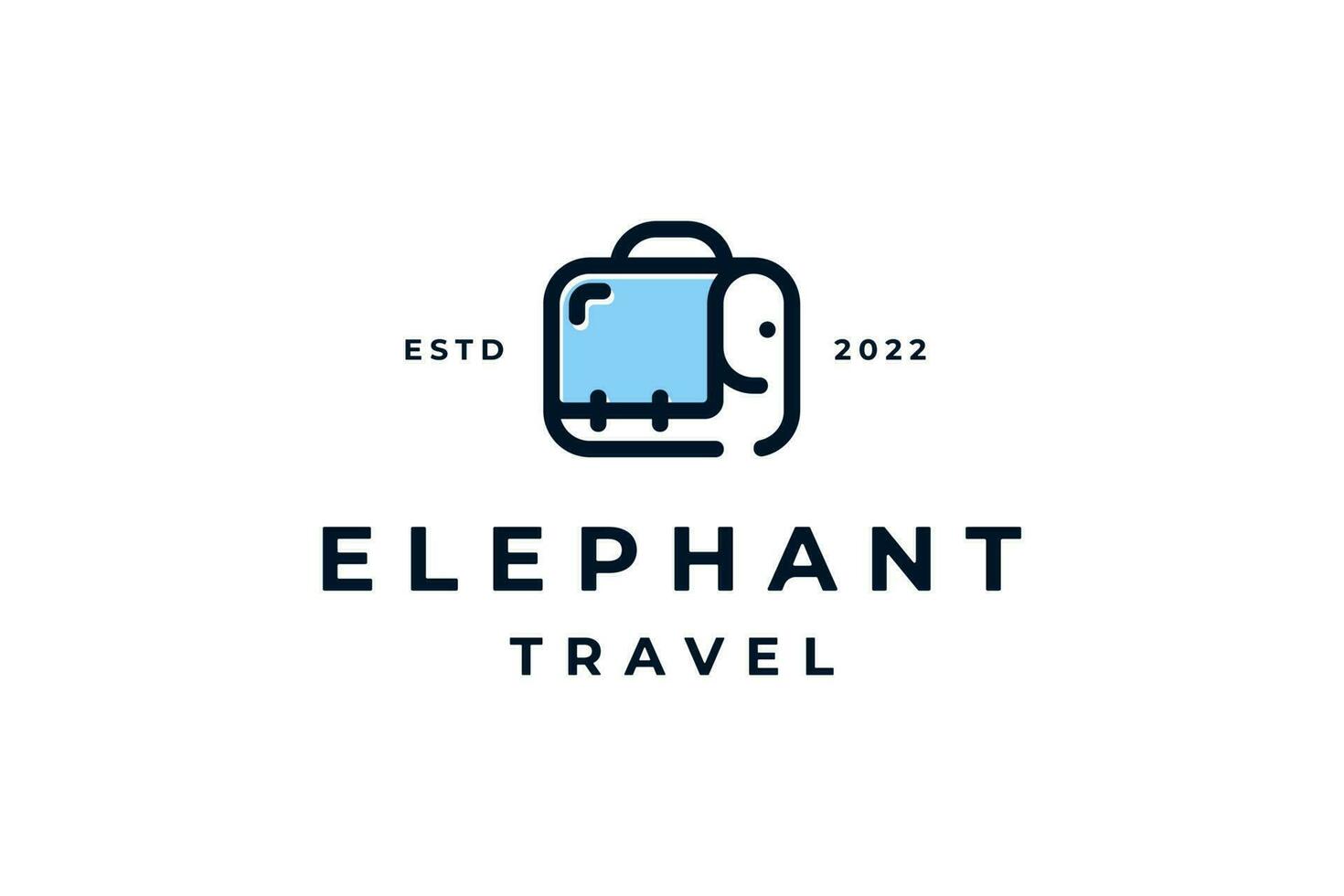 azul negro elefante viaje logo vector