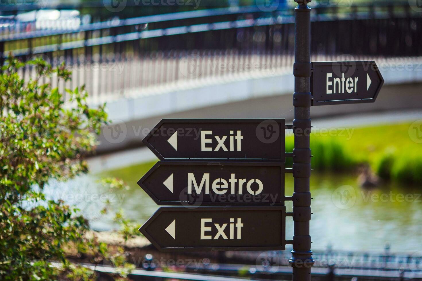 Pointer with directions. Signboard sign photo