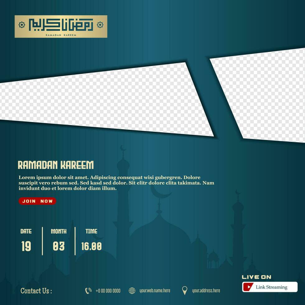 Islamic social media post template for ramadan kareem and good for another islamic party vector