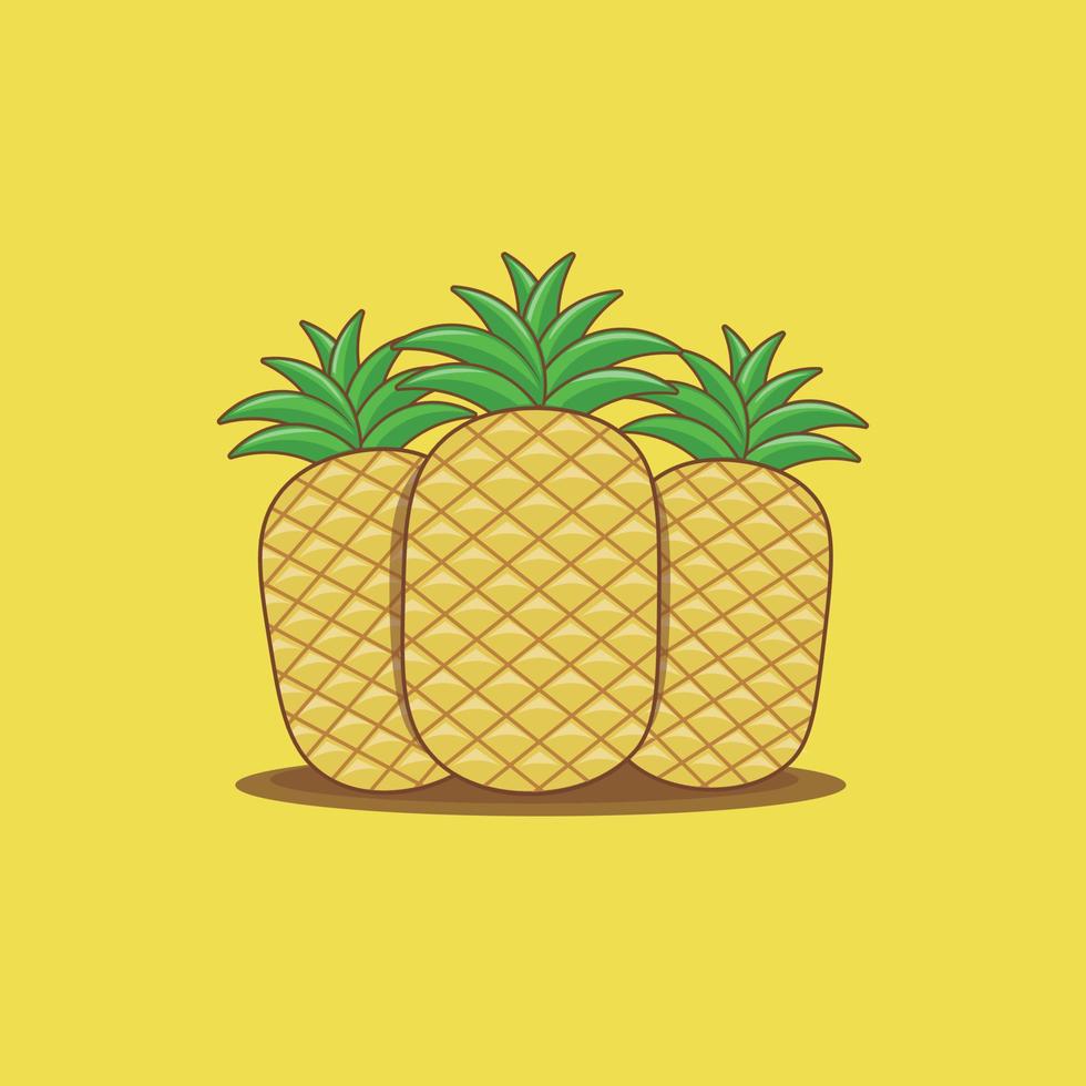 Pinapple clipart icon with yellow background colour vector