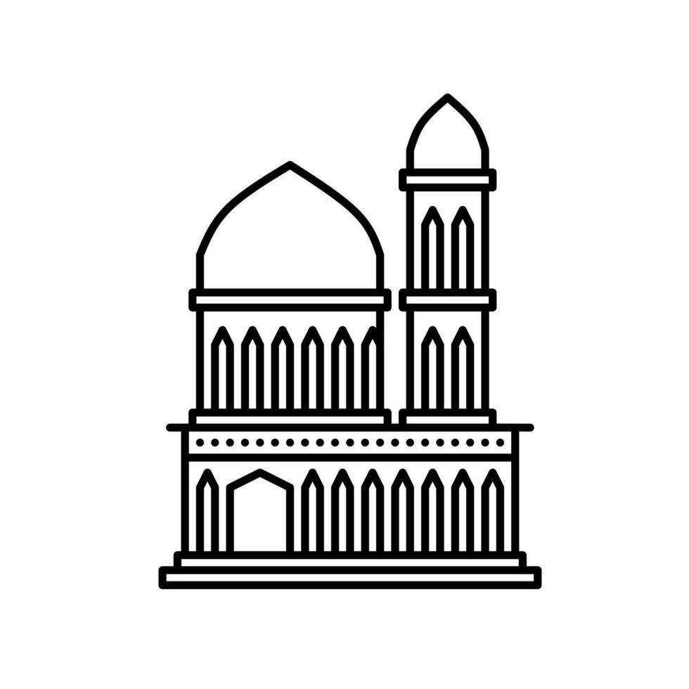 Mosque building line art is suitable for templates and colored books vector