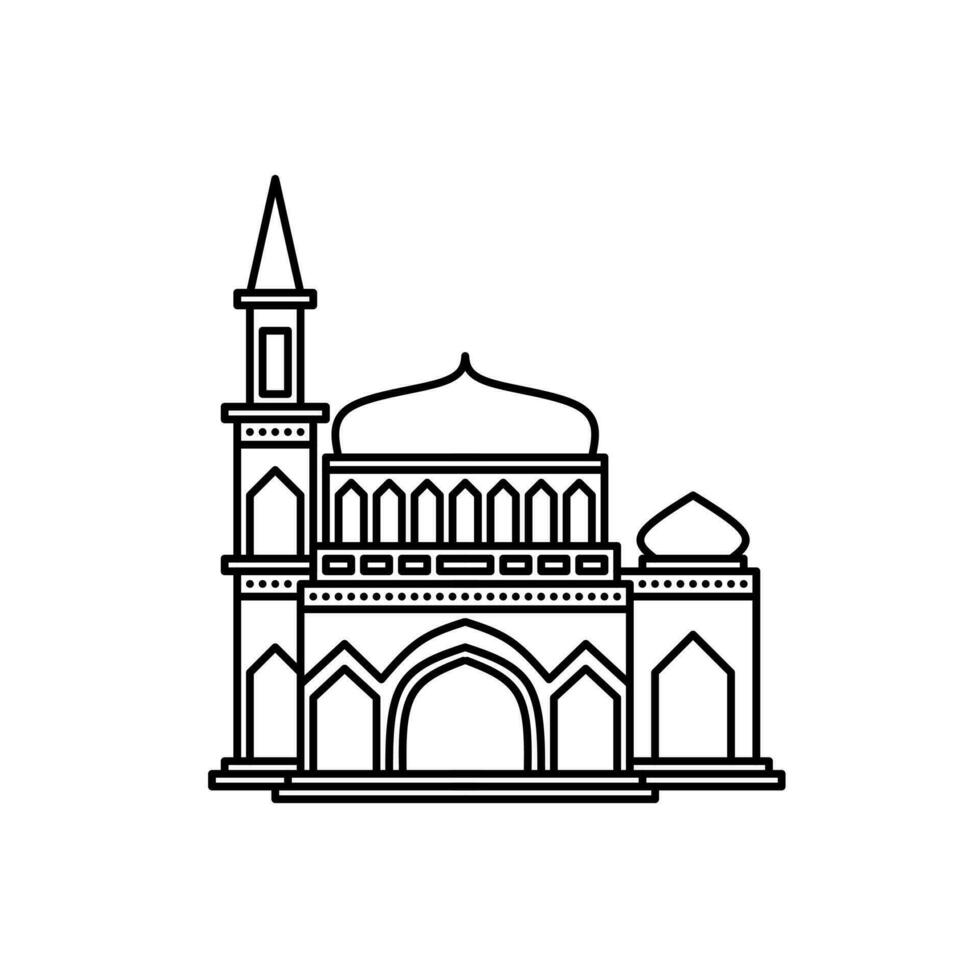 Mosque building line art is suitable for templates and colored books vector