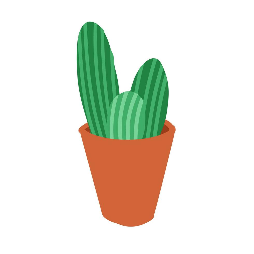 Cartoon cactus. Vector illustration in flat style isolated on white background.