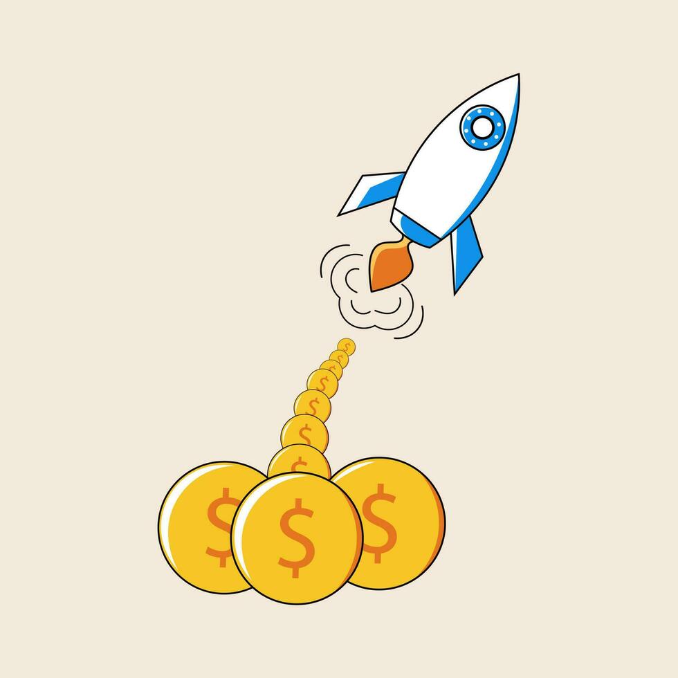 financial growth concept with rocket launching Vector