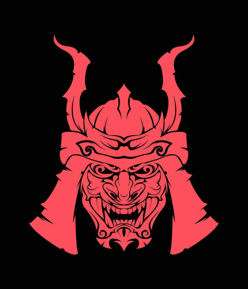 japonés cabeza samurai máscara guerrero casco emblema shogun vector valores elemento imprimible t camisa diseño tatuaje