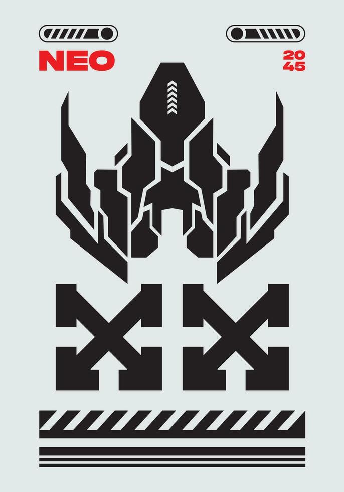 bombo futurista interfaz frontera cyberpunk elemento bandera marco ilustración vector t camisa diseño acortar Arte