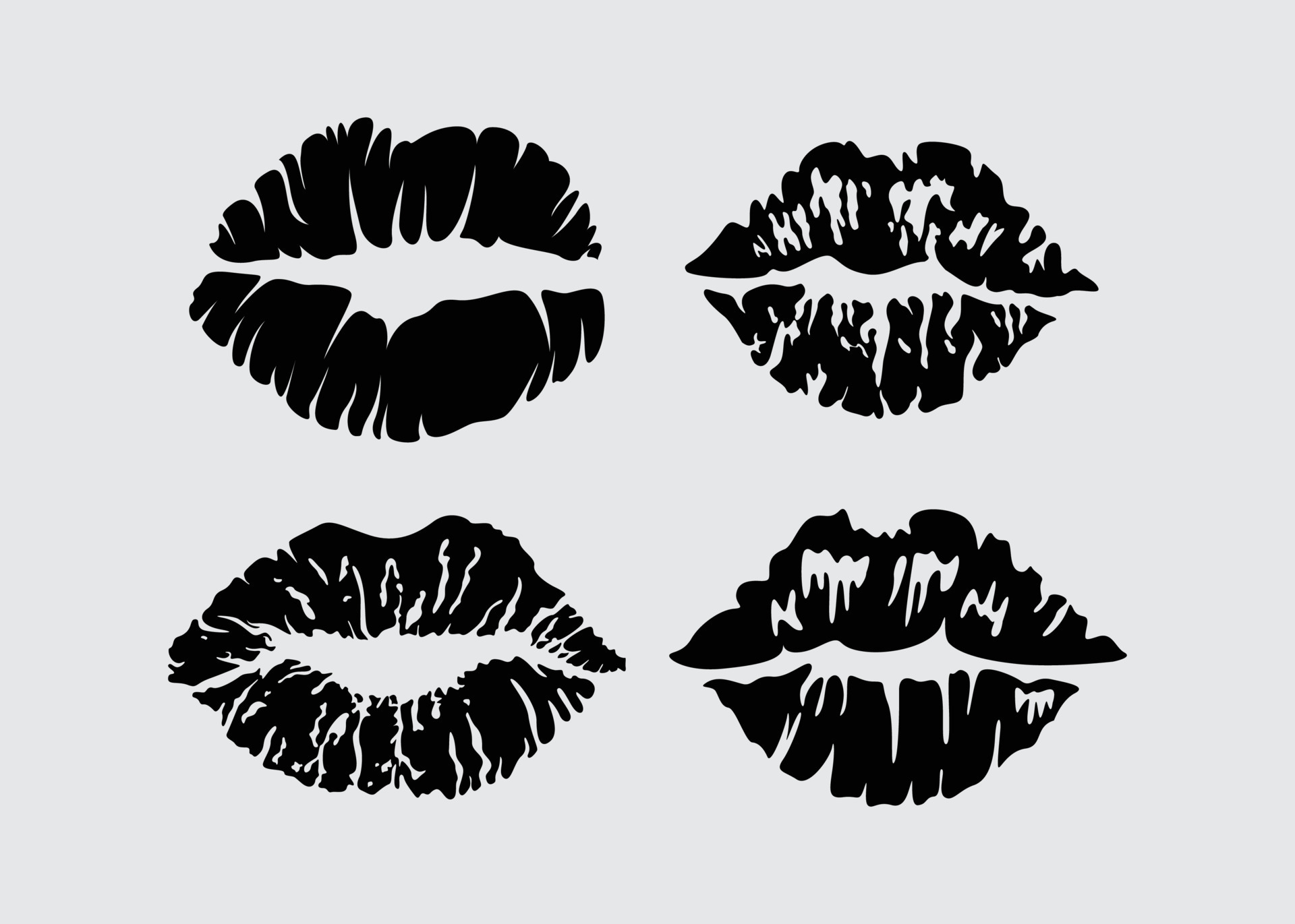 Lips kisses former kiss illustration vector element set isolated