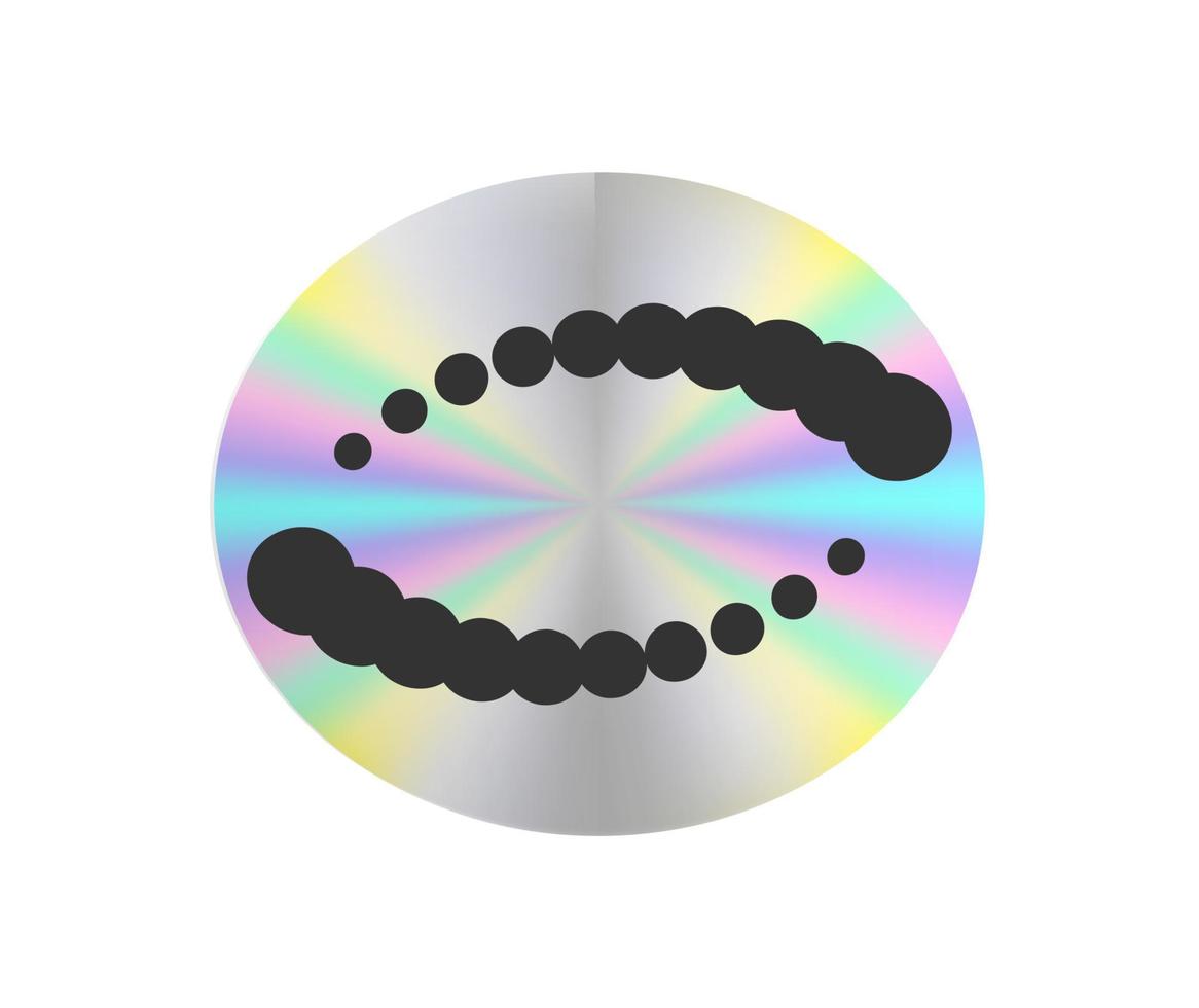 Holographic sticker in a trendy retro y2k style. Vector Graphic with textured foil effect