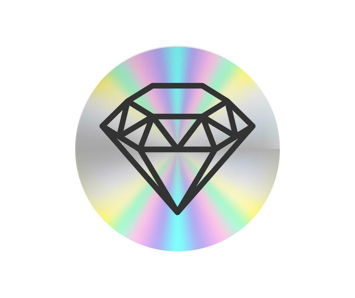 Holographic sticker in a trendy retro y2k style. Vector Graphic with textured foil effect