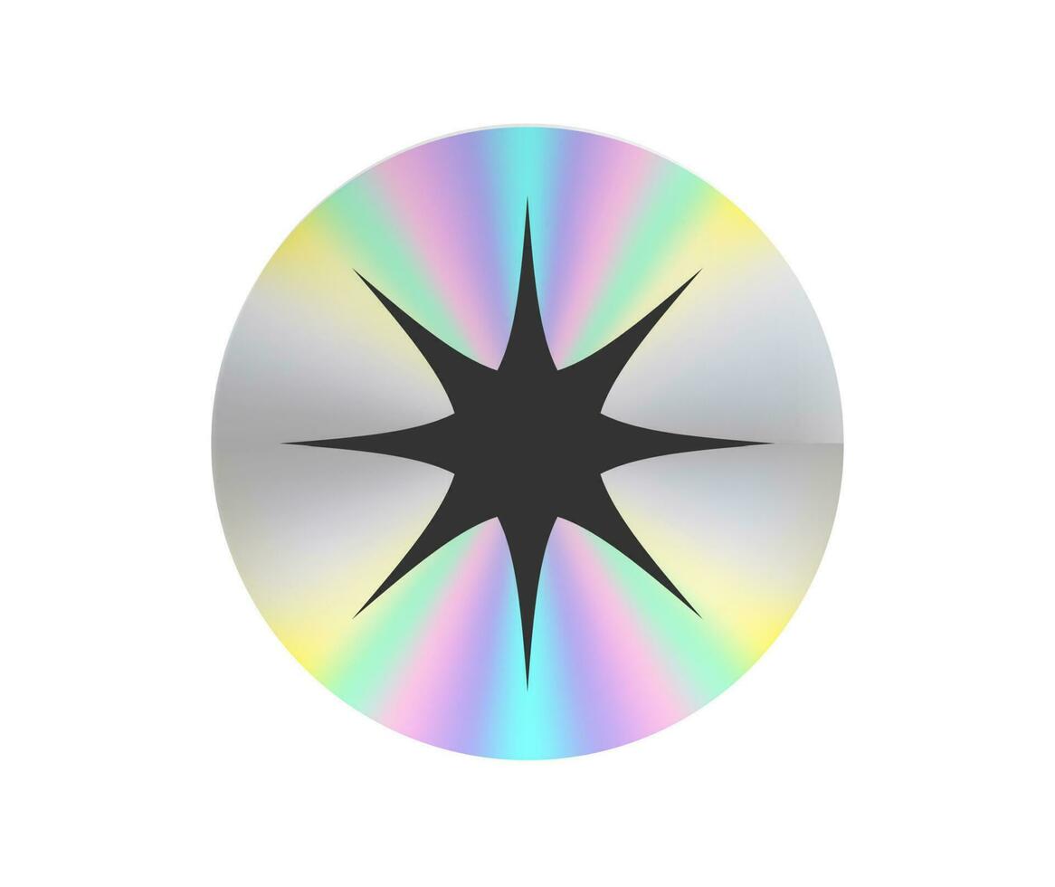 Holographic sticker in a trendy retro y2k style. Vector Graphic with textured foil effect