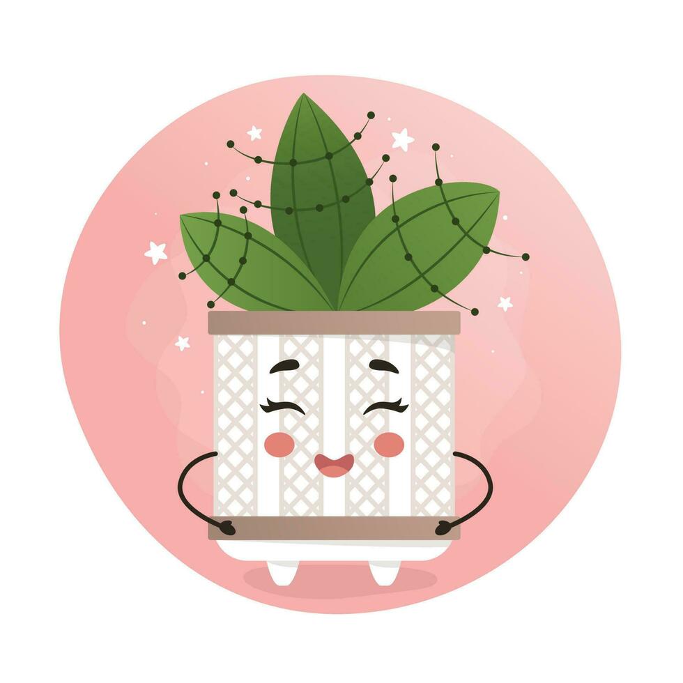 cute kawaii houseplant, kawaii cacti, a cactus in a pot, houseplant, home garden, gardening, plant lover, houseplant shop concept, greenhouse vector