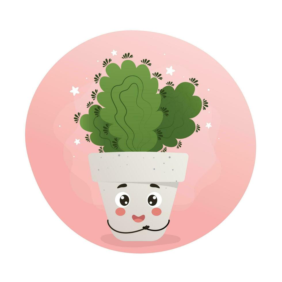 cute kawaii houseplant, kawaii cacti, a cactus in a pot, houseplant, home garden, gardening, plant lover, houseplant shop concept, greenhouse vector