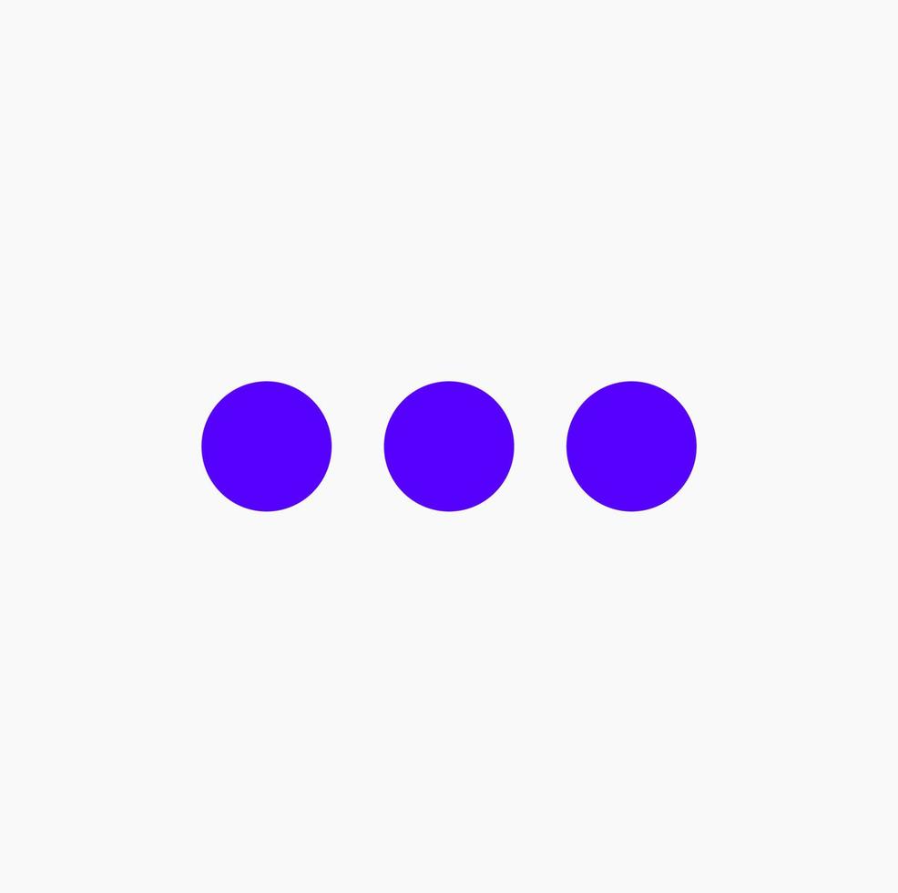 Three purple dots on one one line. Three purple dots. vector