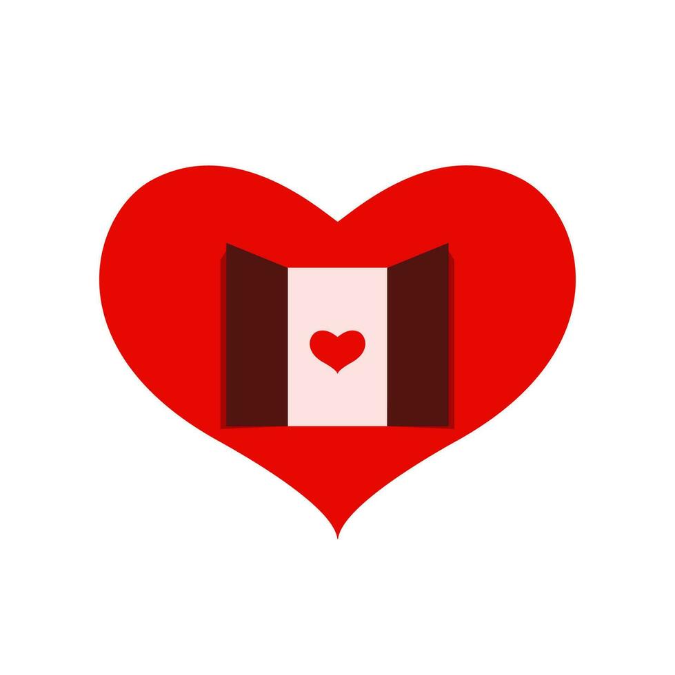 A red heart door to red heart illustration icon. vector