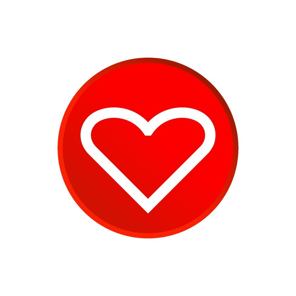 White line heart on red dot icon vector