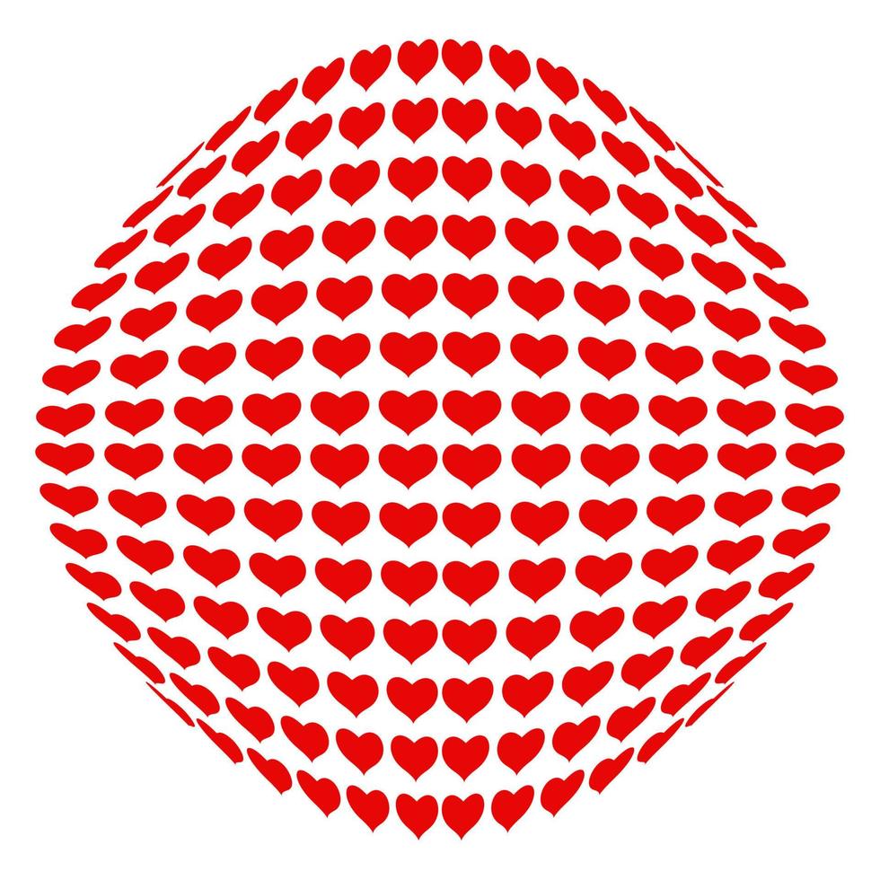 Abstract red hearts 3d shape background. vector