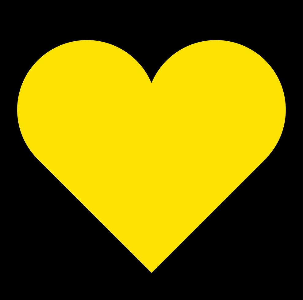 A huge yellow heart on black background. vector
