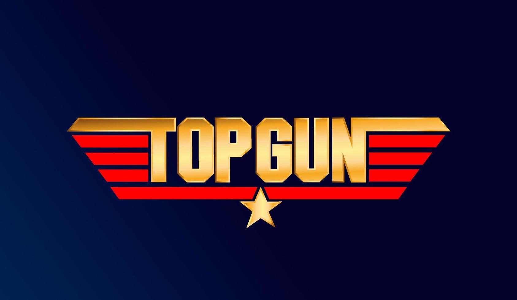 Top gun golden typography icon. Topgun lettering. vector