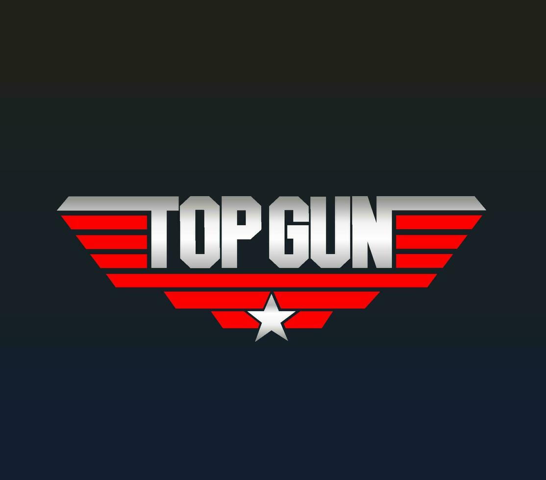 Top Gun vector typography icon. Topgun symbol.