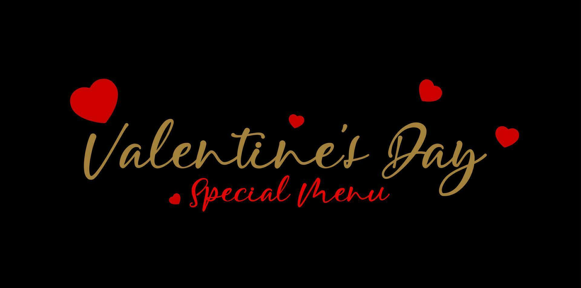 Valentines day special menu typography vector