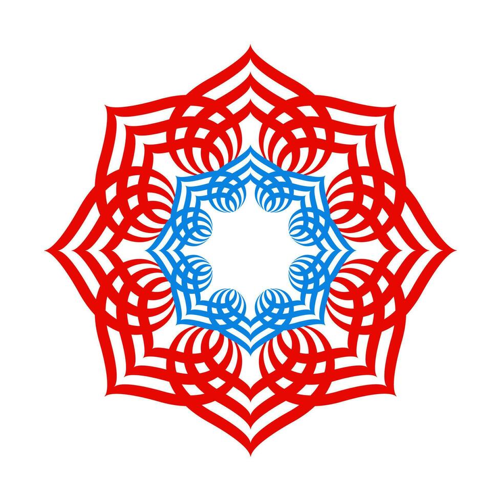 Blue red abstract connecting hearts round design. vector