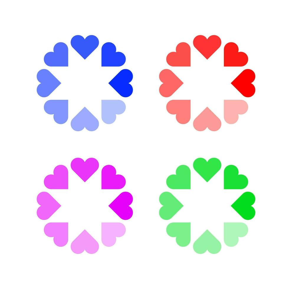 Love buffering icon in 4 colors. Buffering hearts. vector