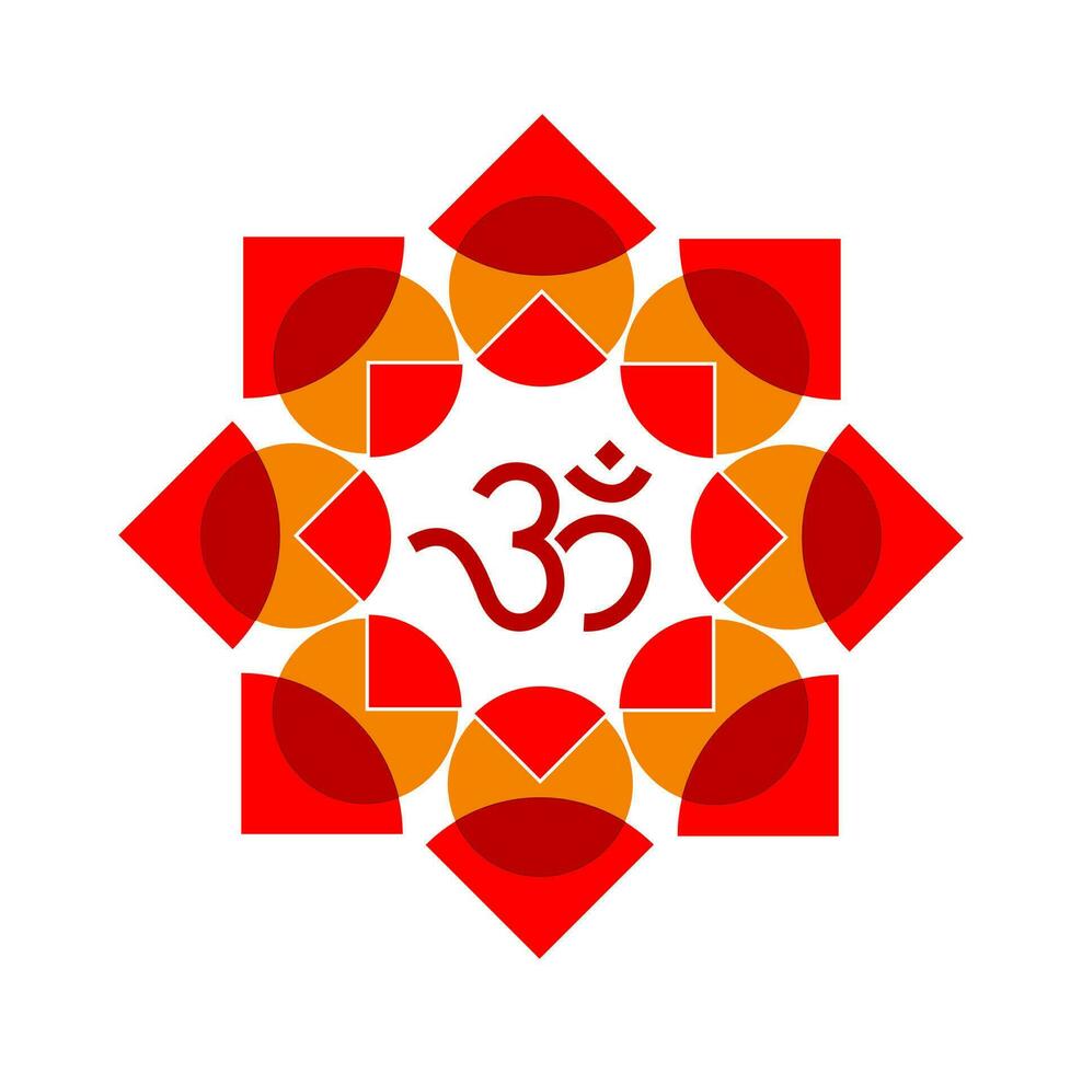 Hindu holy symbol OM with lotus icon. red lotus flower icon. vector