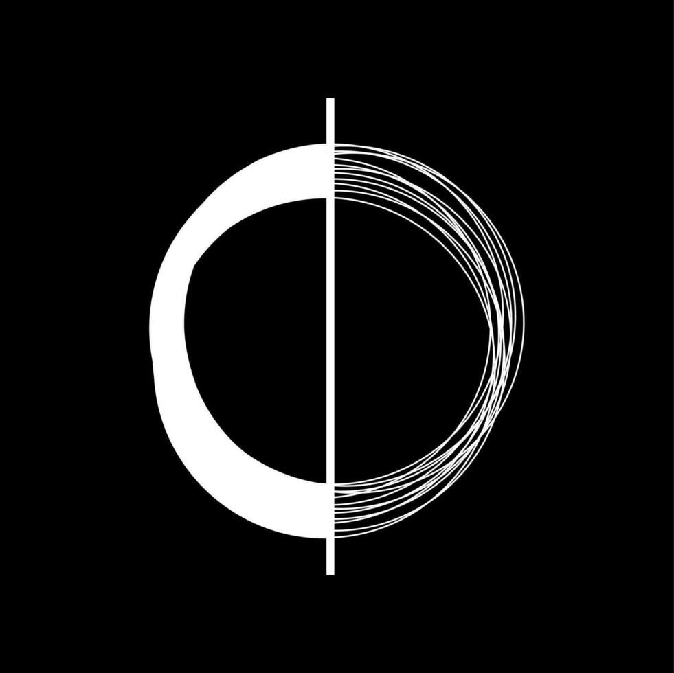 The white circle is divided with a line vector icon.
