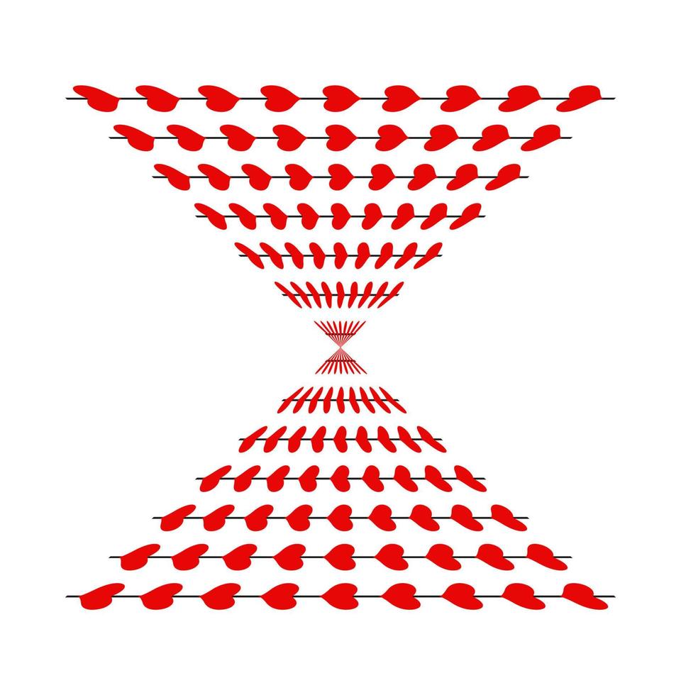 The red hearts vector perspective background.