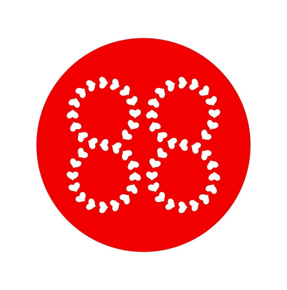 Numbers 88 is designed with red hearts icon. vector