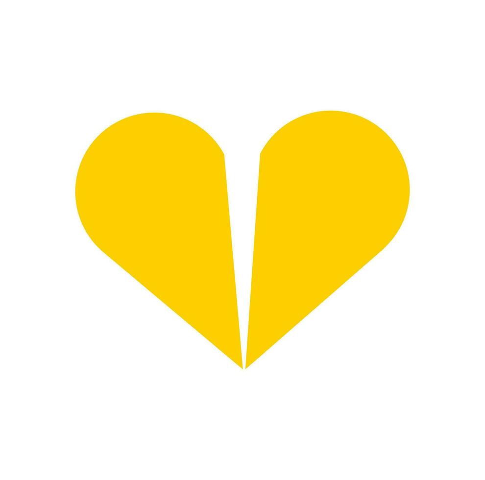 un amarillo roto corazón vector icono.