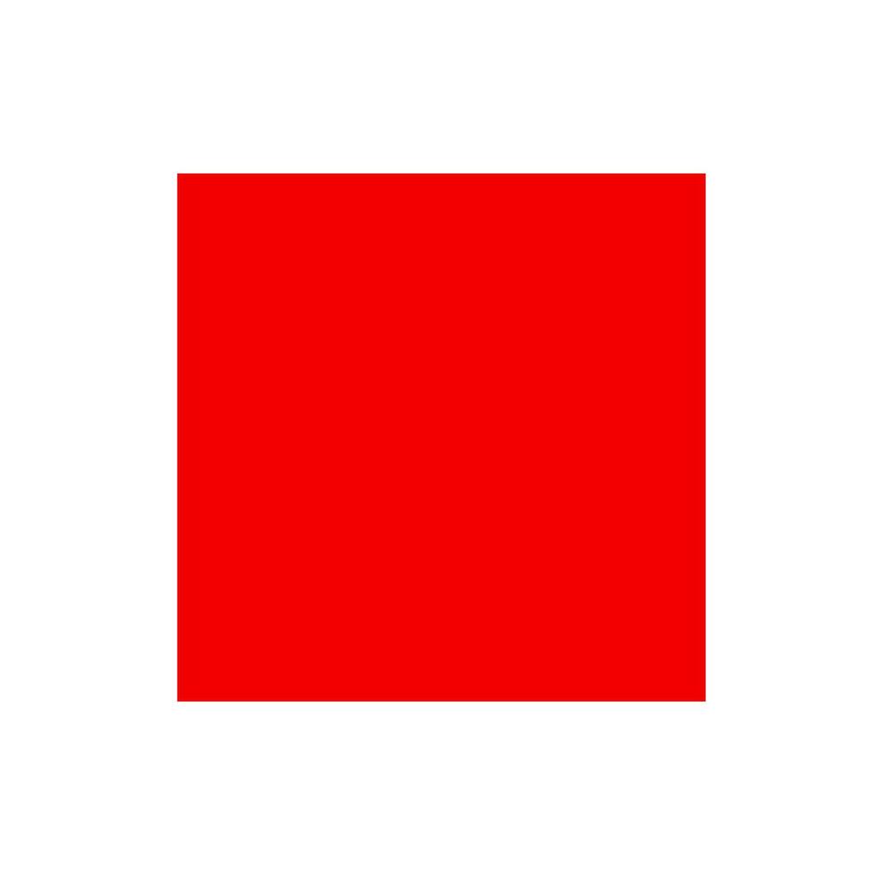 A big red square vector sign. Red block icon.
