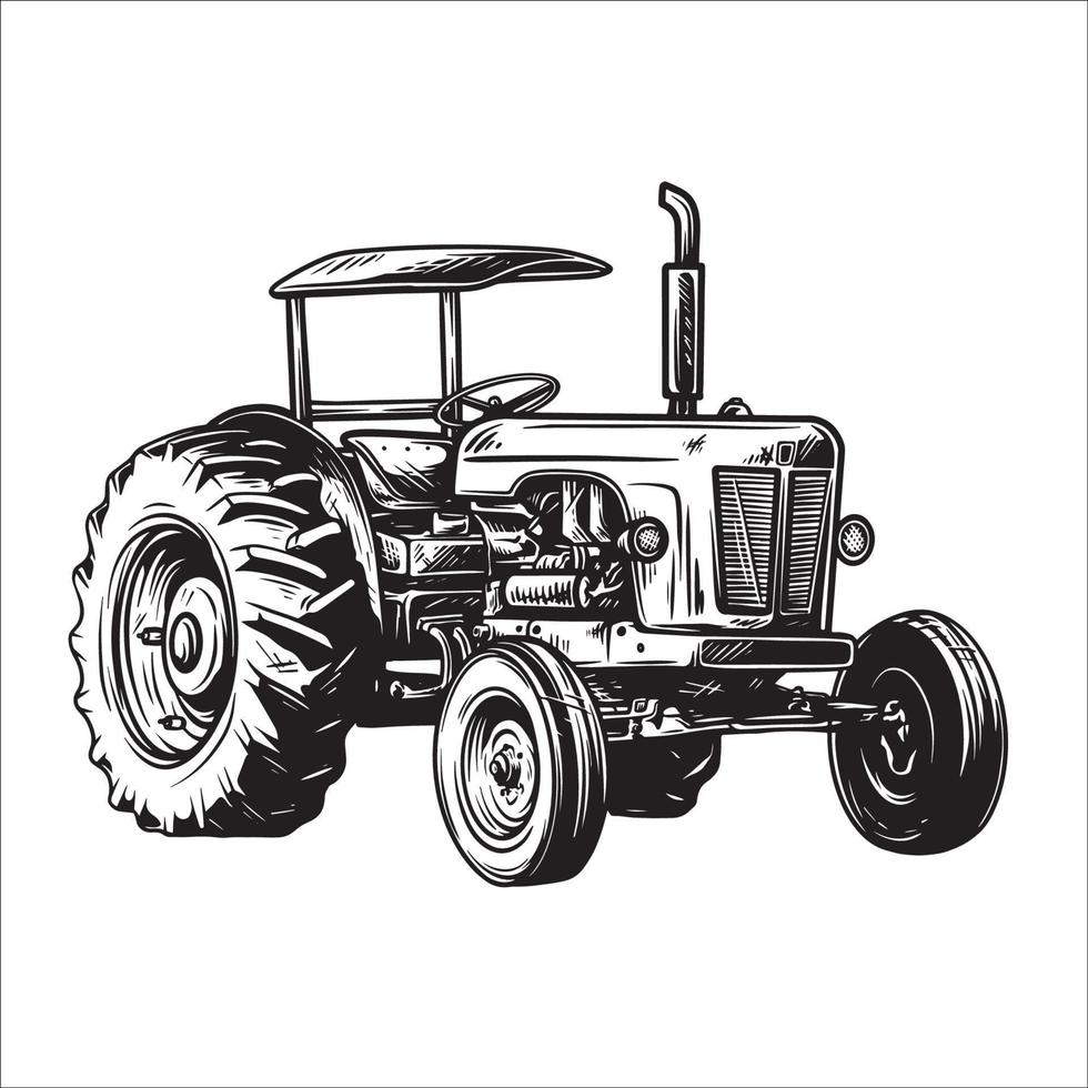 Clásico tractor granja vector ilustración