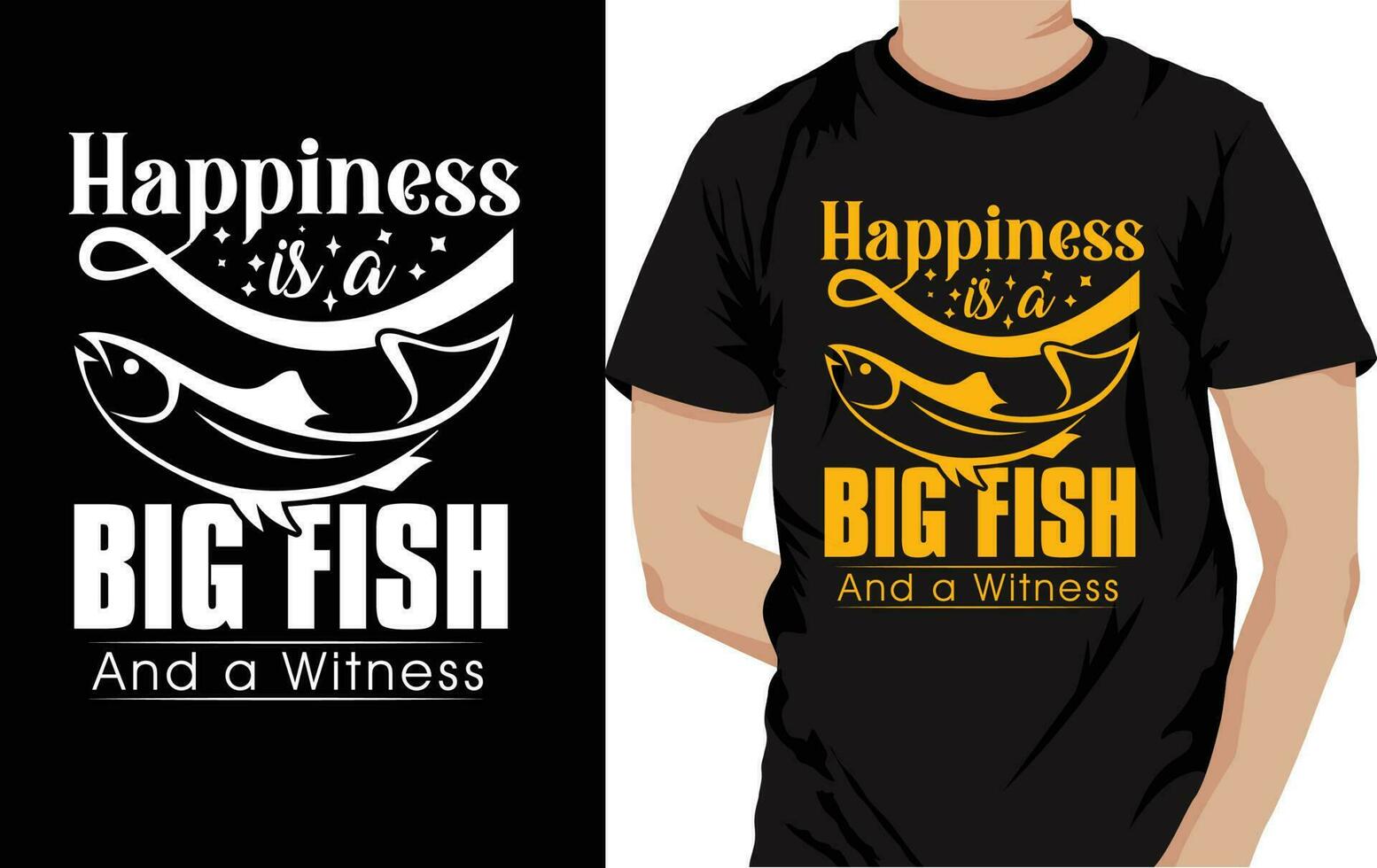 Happiness is a big fish vector