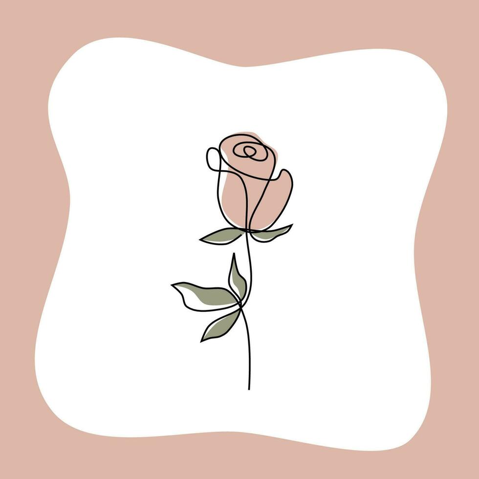 Simple One Line Art Rose Sticker vector