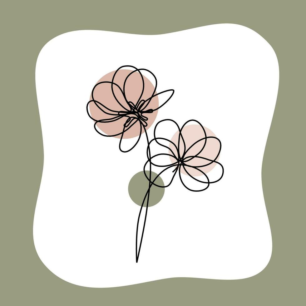 Simple One Line Flower Art Sticker vector