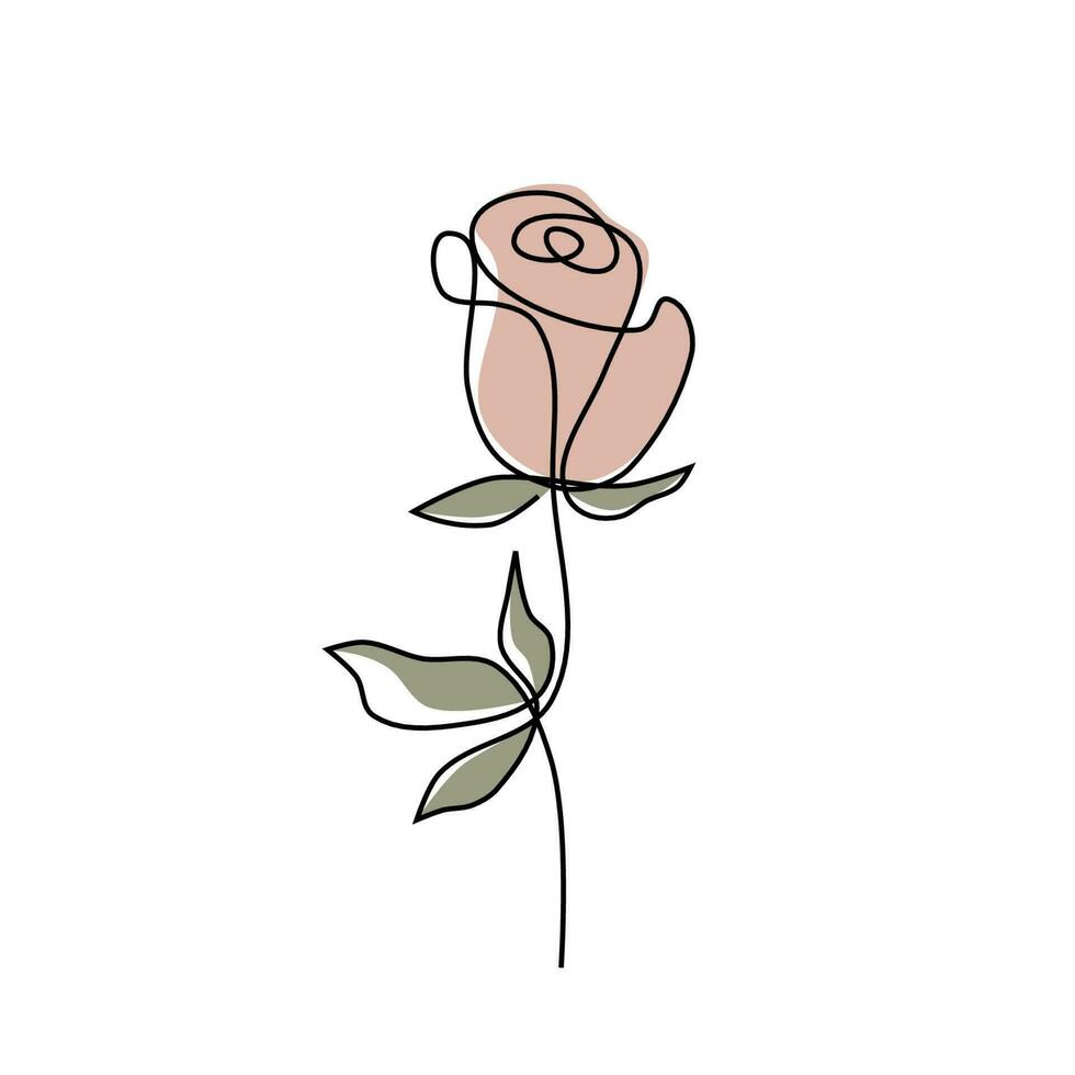 Simple One Line Art Pink Rose vector