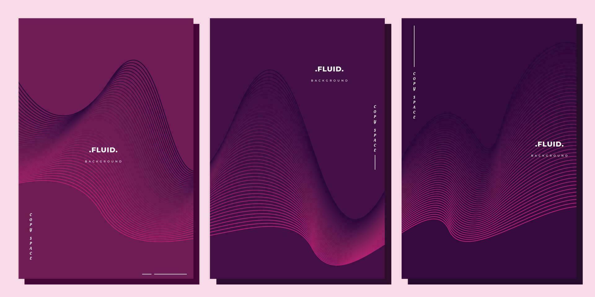 Dynamic fluid wave lines background design set for copy space, brochure, poster, landing page, cover, business card, or presentation page vector