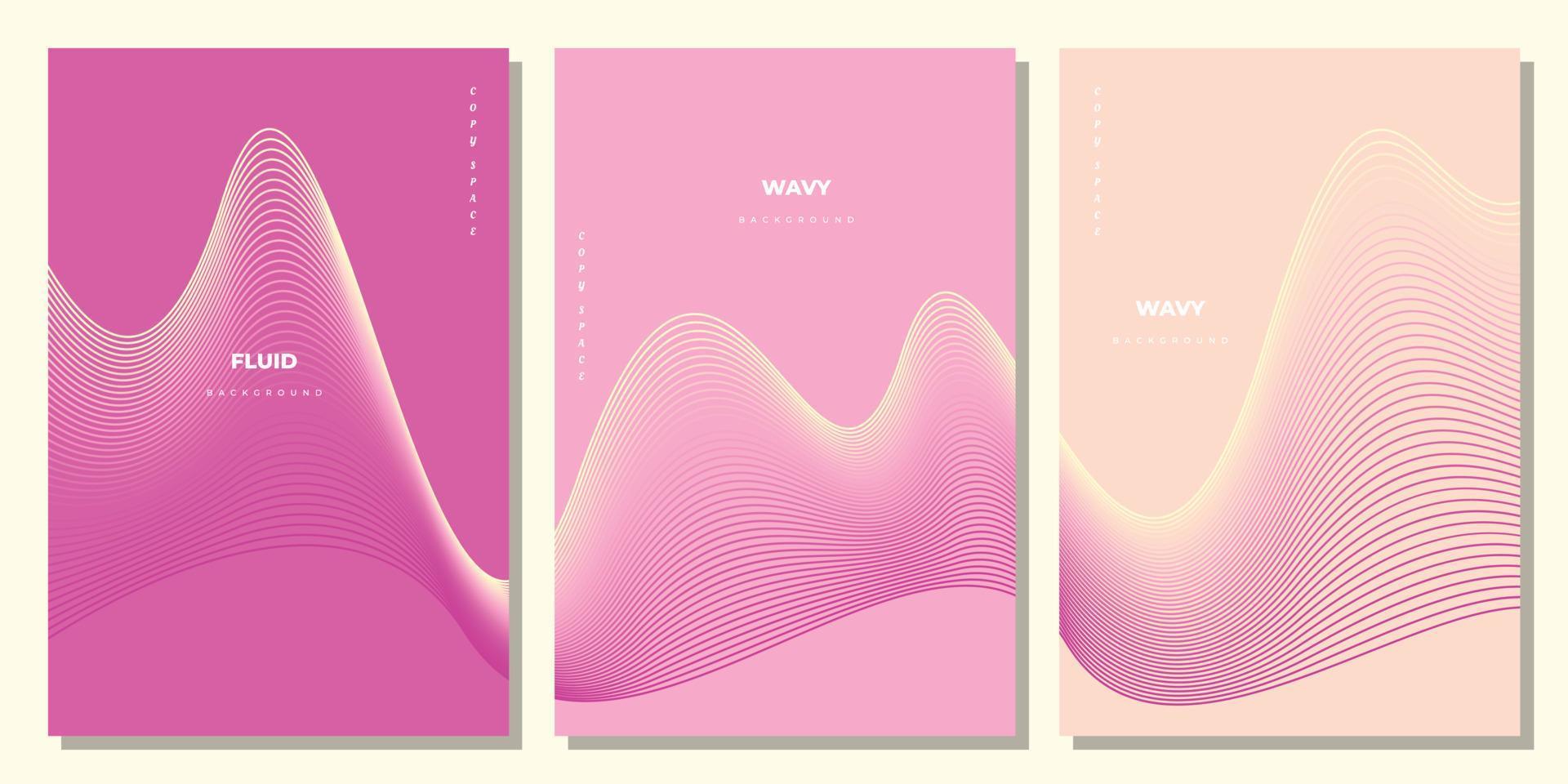 Dynamic wave lines background design set for copy space, brochure, poster, landing page, cover, business card, or presentation page vector