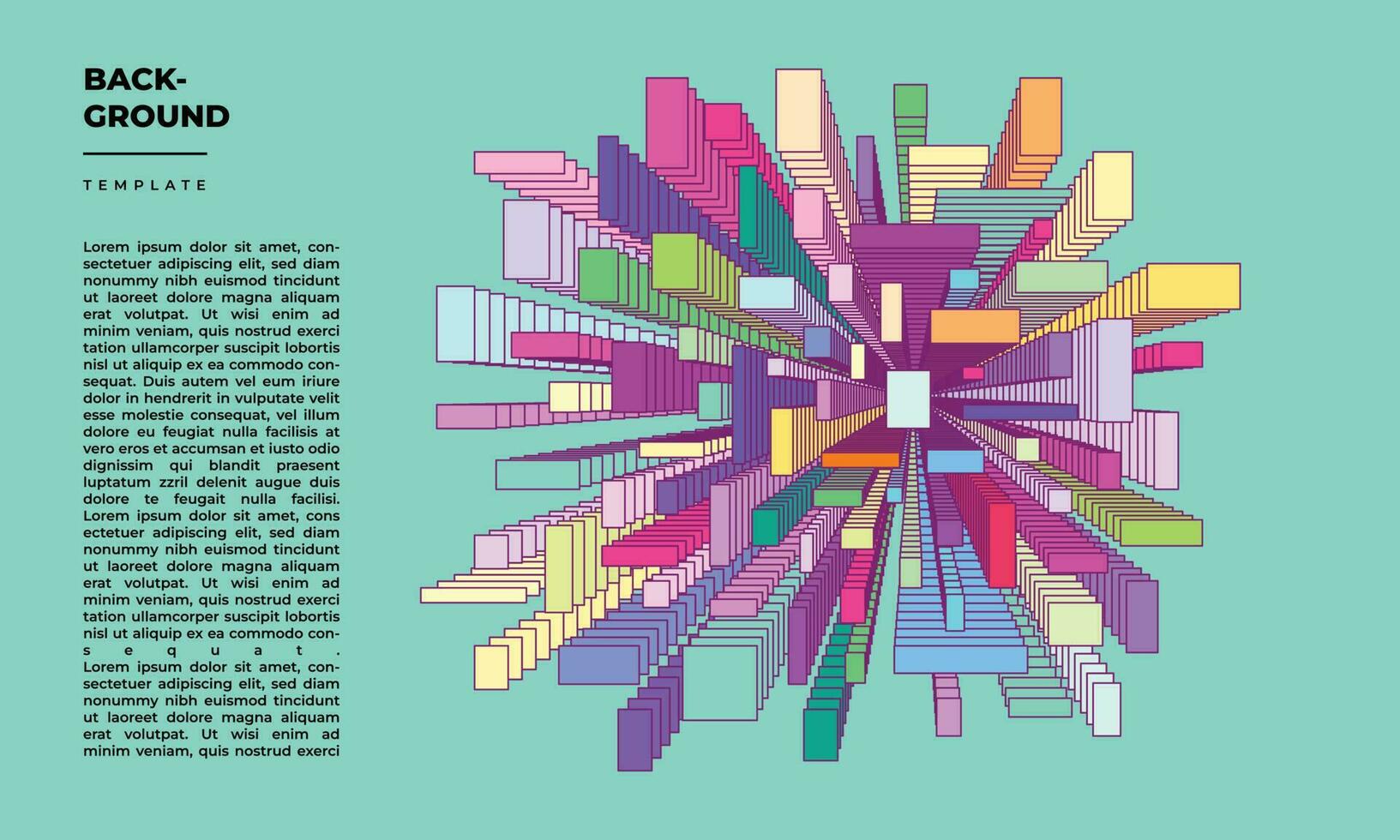 Abstract rectangular and colorful background layer design for poster, landing page, banner, or presentation page vector