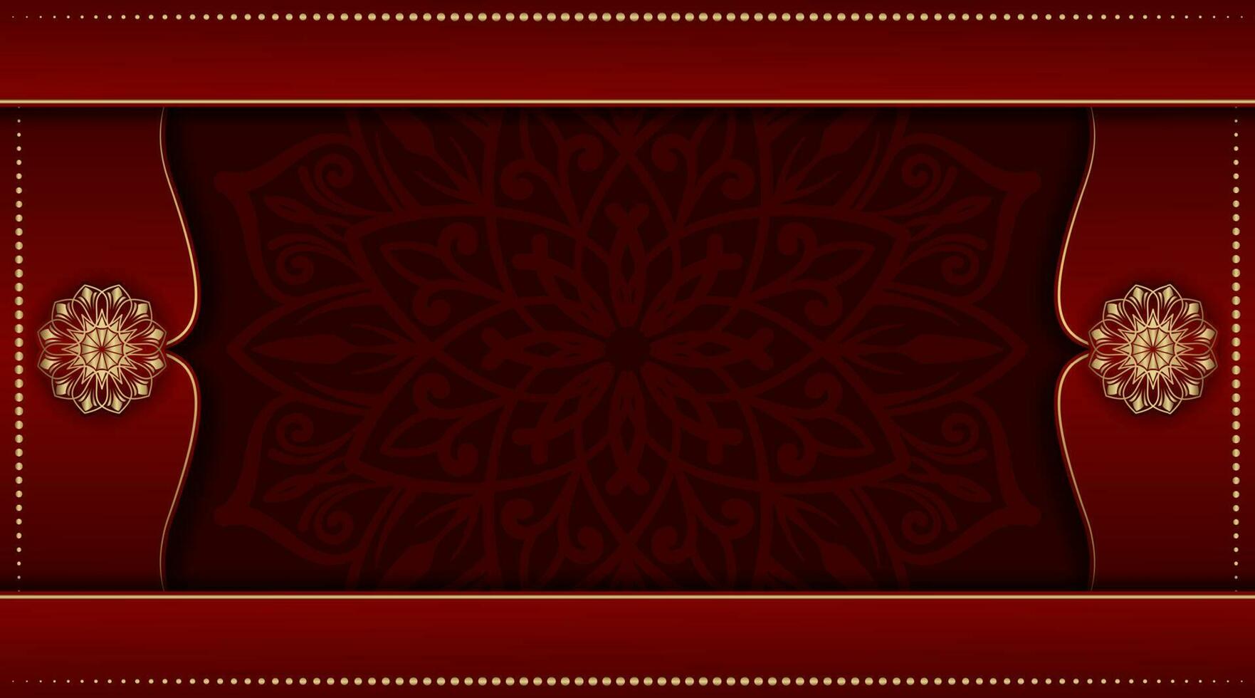 red luxury background, with gold mandala ornament vector