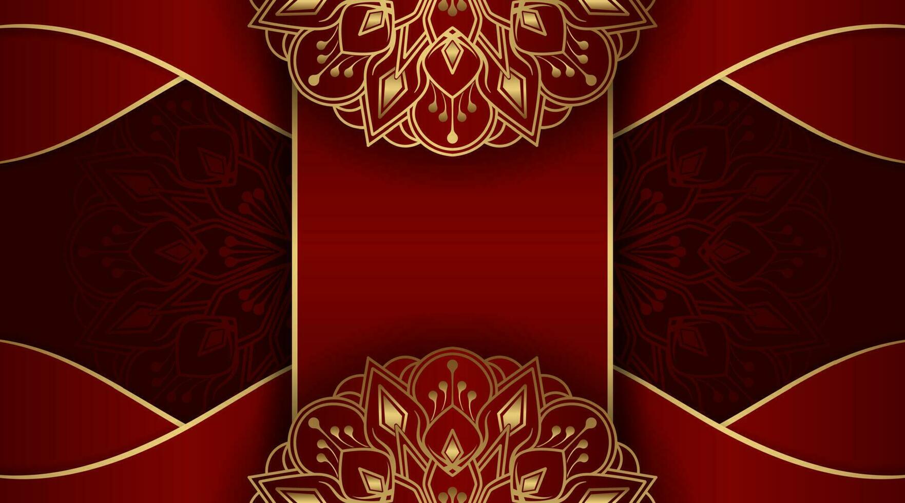 red luxury background, with gold mandala ornament vector