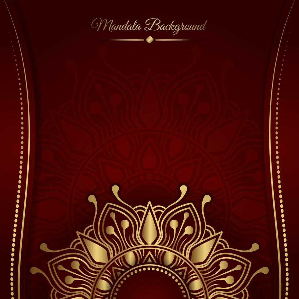red luxury background, with gold mandala ornament vector
