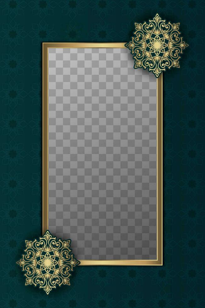 green vintage pattern frame  with mandala ornament vector