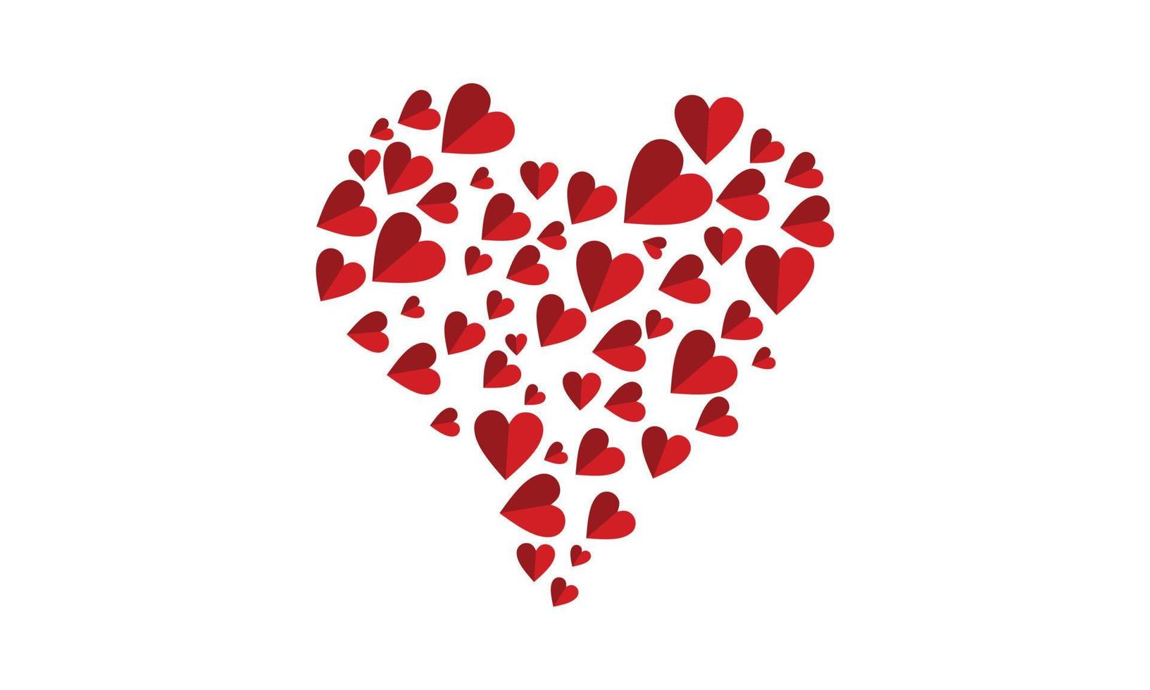 illustration of a heart in the shape of many hearts. Valentine's day, greeting card, wedding invitation vector