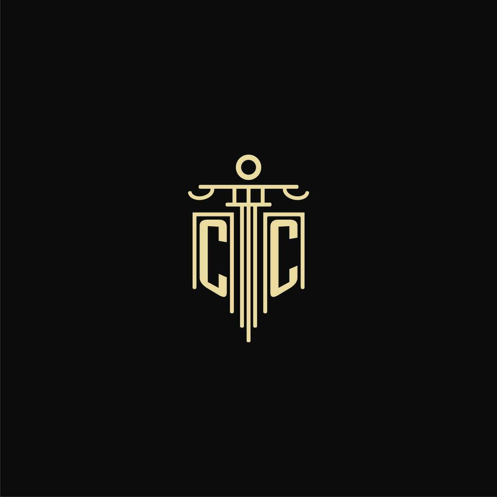 CC initial monogram for lawyers logo with pillar design ideas vector