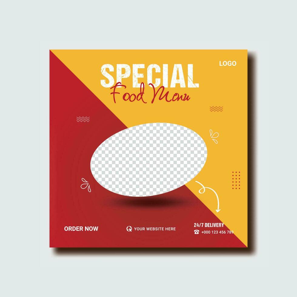 Pizza social media banner, Food menu banner template. vector