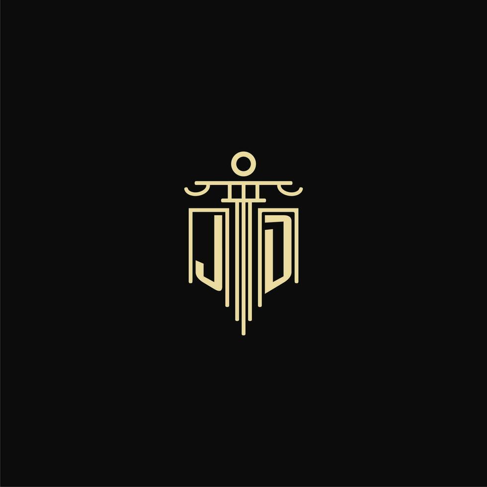 JD initial monogram for lawyers logo with pillar design ideas vector
