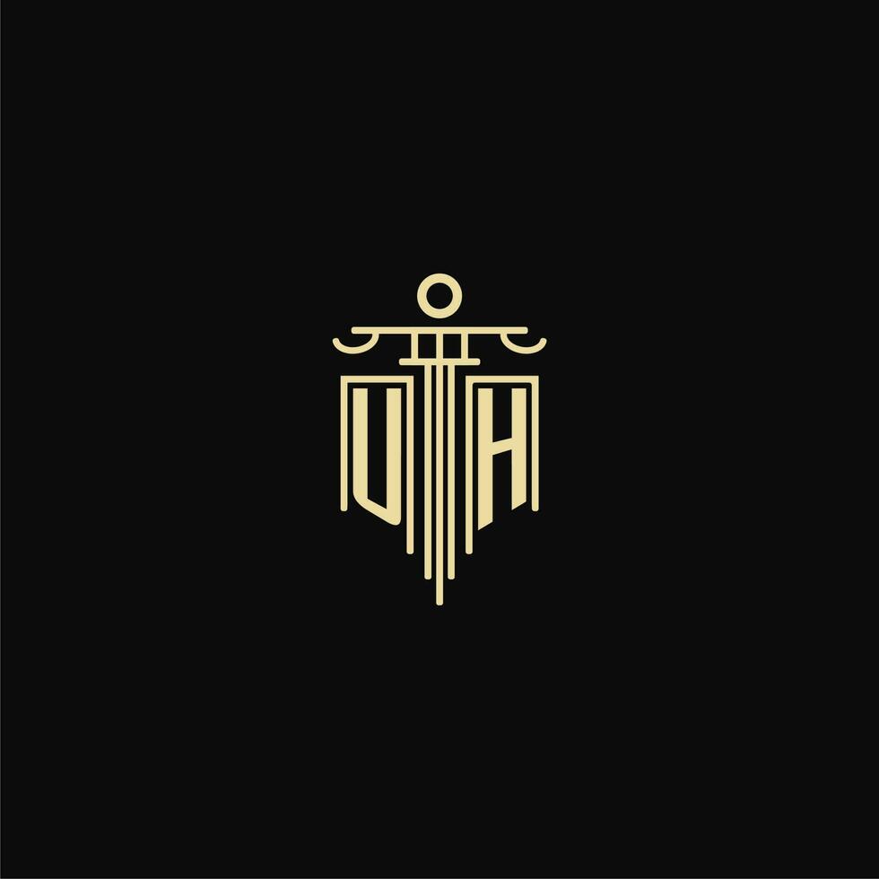 UH initial monogram for lawyers logo with pillar design ideas vector