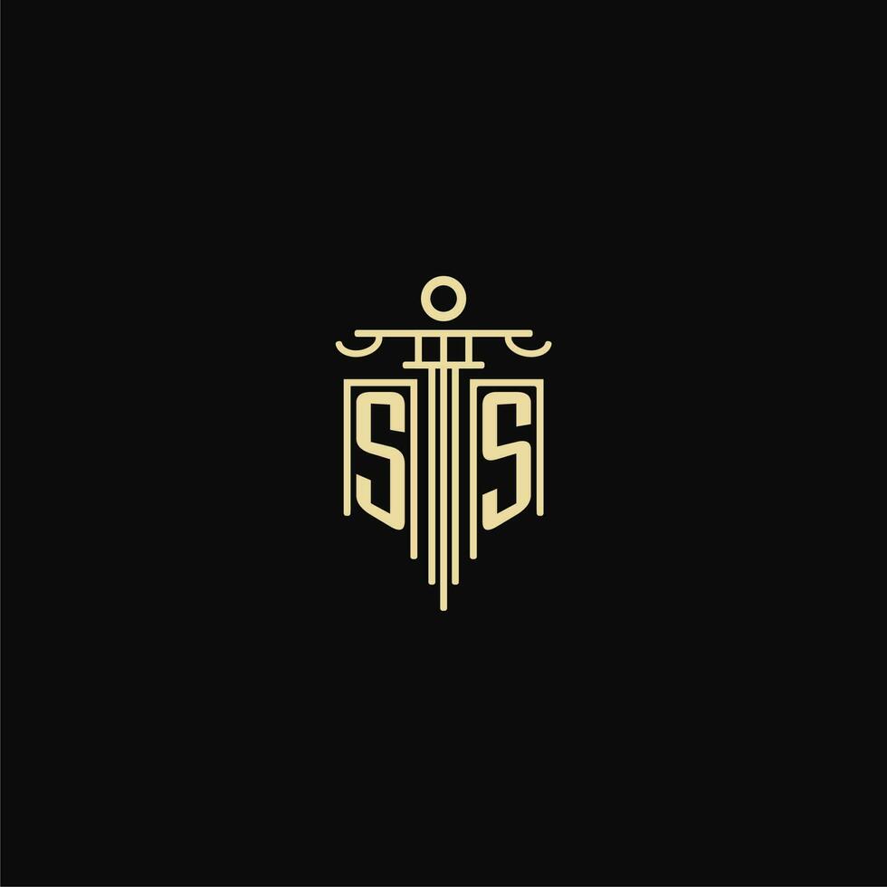 SS initial monogram for lawyers logo with pillar design ideas vector